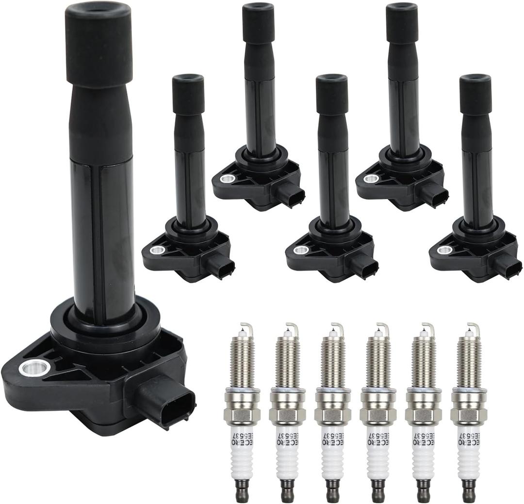 Ignition Coil Pack UF603 and Iridium Spark Plug 93175 Compatible with Honda Accord Odyssey Ridgeline Pilot Acura RL TL TSX MDX RDX 3.5L 6Pcs