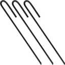 Wensilon Rebar Stakes U/ J Hook Extra Heavy Duty, (50pcs) 12 inch x 1/ 4 inch Rust Proof Coated Steel Ground Stakes Ground Anchors, Garden Stake Metal Stakes Tent Stakes Trampoline Anchors (J-Hook)