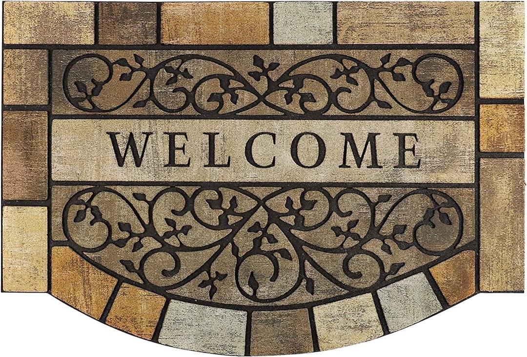 Durable Welcome Door Mats, 24"x36" Heavy-Duty Large Outdoor Mat for Front Door with Non-Slip Rubber Backing for Outside Entry, Garage, Patio, High Traffic Area (Brown)