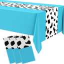 6 Pcs 54 x 108 Inch Cowgirl Cowboy Tablecloth for Cow Print My First Rodeo Party Decorations, Western Highland Cow Farm Disco Plastic Rustic Table Runner Cover for Birthday Wedding(Light Blue)