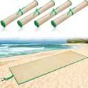 Qunclay Straw Beach Mat with Trim Woven Waterproof Non Slip, Foldable Lightweight, for Sunbathing, Picnic, Camping, Sunbathing, Floor, Yoga, Size: 70 x 24 Inch