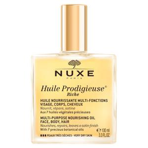 Nuxe Huile Prodigieuse Riche Nourishing Oil - Intense Hydration & Luxurious Radiant Glow for Face, Body & Hair, 3.3 Fl.Oz