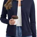 YUCOLEN Women's Cardigans Sweater Lightweight Button Down Crew Neck Long Sleeve Soft Knit Casual Cardigan (XXL)