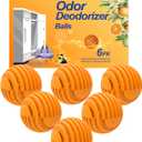 Xcleen Shoe Deodorizer Balls Citrus 6 Pack, Natural Essential Oil Long Lasting Sneaker Odor Eliminator, Small Spaces Air Freshener for Car Gym Bags, Drawers and Locker