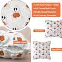 Halloween Pillow Covers 18x18 Set of 2 Double-Sided Embroidered Ghost Pumpkin Throw Pillow Cover Soft Plush Fall Decor for Home Couch Bed Living Room (White)