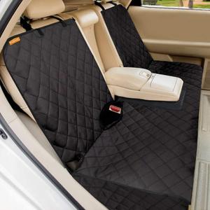 Dog Car Seat Cover for Back Seat -Waterproof Back Seat Cover for Kids Pets, Compatible Backseat for Middle Seat Belt and Armrest Fits Most Vehicles (Black)