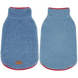 cyeollo Dog Coat Sherpa Fleece Reversible Jacket Turtleneck Sweater Vest Thick Dog Jackets for Winter Warm Clothes Cold Weather Coats for 