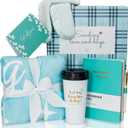 Chemo Care Package, Cancer Care Gifts for Women with Blanket, Socks, Journal, Tumbler (Turquoise)