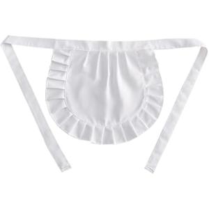 SUN2ROSE white Cosplay Waist Apron Ruffed Puffy Tight Costume, Kids Half Apron Kitchen Party Favors Also Fits for Kids Apron Cosplay