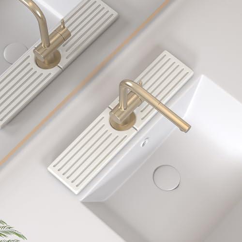 Faucet Mat for Kitchen Sink, Water Absorbent Kitchen Faucet Mat, Durable Sink Splash Guard with Raised Feet, Diatomite Fast Drying Kitchen Sink Faucet Mat, Bathroom Stone Drying Tray for Counter