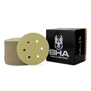 BHA 6" Inch 6 Hole Hook and Loop Sanding Discs for Orbital DA Sanders - 100 Pack (400 Grit)