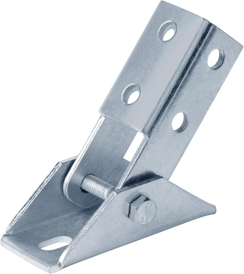 heneng 2 Pcs Adjustable Brace Fitting for 1-5/8" Strut Channel, Strut Hinged Base Bracket, 3/16" Thick