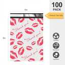 JinRuiKJ Thank You Poly Mailer 6x9 - 100 Pack - Strong Thick Self Adhesive Mailing Bags - Cute Packaging Bags for Small Business - Red Lips Printed
