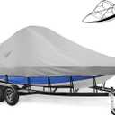 Wake Tower Boat Cover,900D Marine Heavy Duty Waterproof Boat Cover,Wakeboard Tower Boat Cover,Fits Fits V Hull Runabout Ski-Boats, 21-23ft, Gray