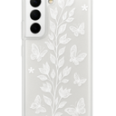 OOK Compatible with Samsung Galaxy S22 Plus Case, Silicone White Flowers Floral Rose Cute Pattern, TPU Camera Protection Soft Slim Shockproof Phone Cover for Women Girls- White