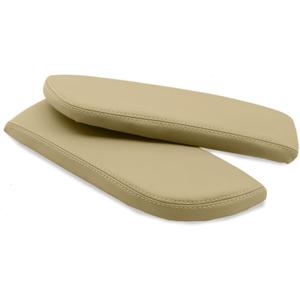 SecosAutoparts Pair Car Center Console Lid Armrest Seat Box Cover Compatible with Acura MDX 2007 2008 2009 2010 2011 2012 2013 Protector Replacement Microfiber Leather Beige Tan