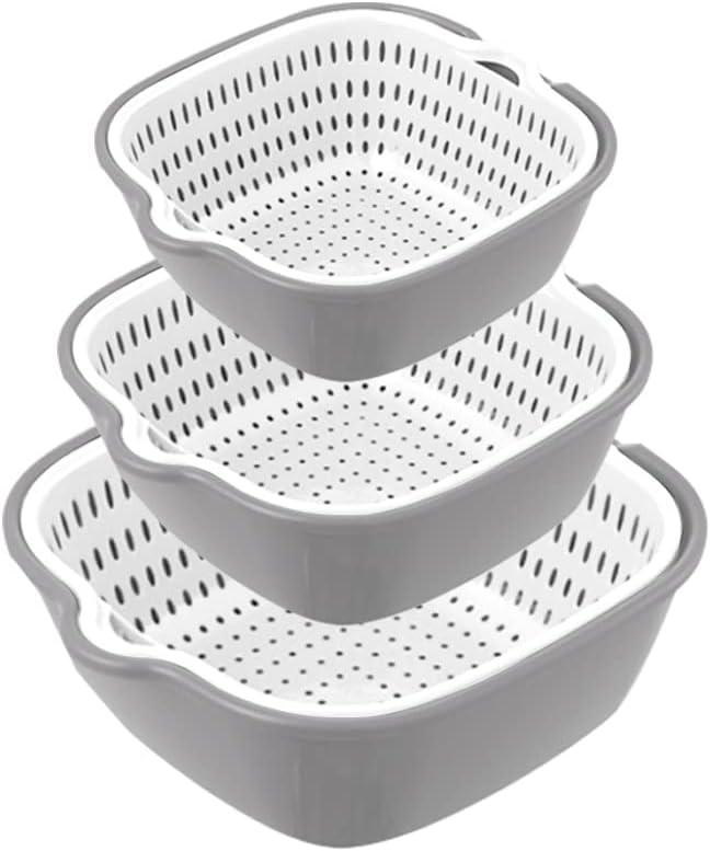 Washing Vegetable Baskets in The Kitchen Fruit Baskets Multi-layer Stackable Vegetable Sinks, Strainer and Washing Fruits and Vegetables Kitchen Colander Set