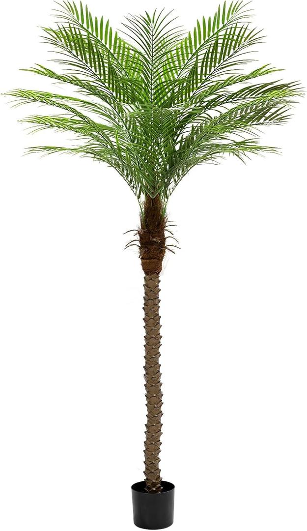 7ft Artificial Phoenix Palm Tree Tall Artificial Palm Trees with 15 Adjustable Leaves,Faux Phoenix Palm Plants for Outside Patio Pool Home Office Living Room Yard (1Pcs, 7ft)