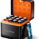 12-Pack Rechargeable Lithium aa Batteries with Charger, 1.5V Constant Output, 3400mWh High Capacity, 12-Slot Double A Li-ion Charger with Smart Charging, Multiple Charging Protections