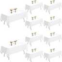 White Table Cloth Rectangle 10-Pack, 60x126 Inch Table Cloths for 8 Foot Rectangle Tables, Heavy-Duty Polyester Fabric - Stain Resistant Reusable & Washable