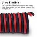 1/0 Battery Cable, 5FT Red + 5FT Black 1/0 Welding Cable, Stranded Oxygen-Free Pure Copper Wire for Automotive, Battery, Solar, Marine and Generator