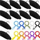 Laumoi 20 Pcs Halloween Party Berets for Kids French Beret Bulk Hat Artist Beanie with Color Neck Scarf for Cosplay Decorate(Fresh Colors)