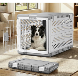 Collapsible Dog Crate for Large/Medium Dogs -  Foldable Dog Cage No-Tool Assembly, Travel Dog Crate with 2 Wheels - Easy to Carry, Space-Saving, Indoor Outdoor Use, 28"x18.3"x20.9"