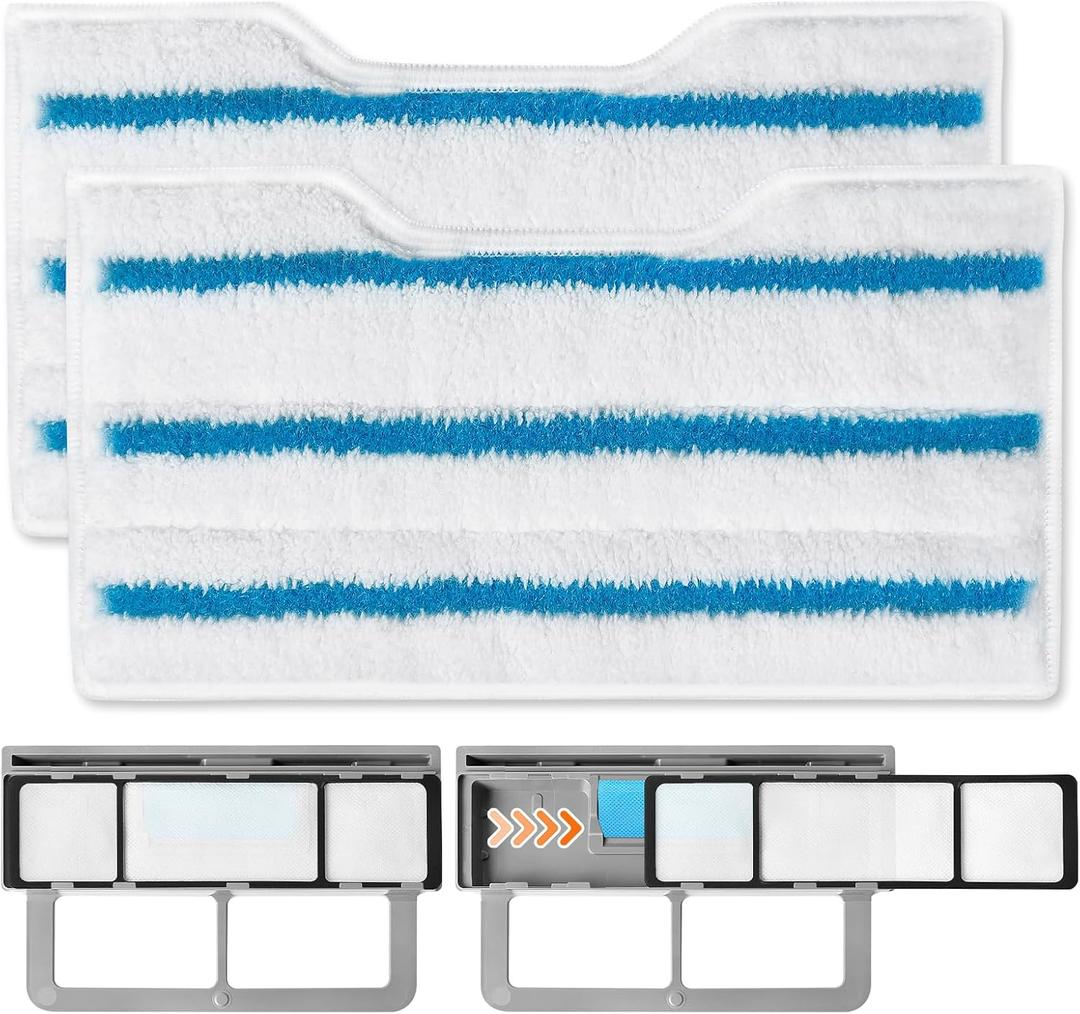 Reusable Replacement Pads Fit Shark Vac Mop VM252 VM251 VM250 VM200 VM190 VC205 QM250, Reusable Wet and Dry Mop Pads, Vacuum Mopping Pad Refills for Hard Floor Cleaning（4）