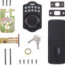 Amazon Basics Electronic Keypad Deadbolt Door Lock with Auto Lock, Touch-Control Keyless Entry, Customizable User Codes, Traditional Design, Matte Black, 1-Pack