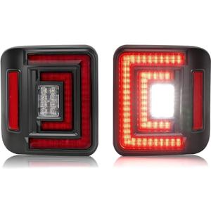 SUPAREE Flush Mount LED Rear Brake Tail Lights Compatible with Jeep Wrangler JL 2018 2019 2020 2021 2022 2023 2024 2025 Replace OEM Red Taillight Assembly with Smoked Reverse Turn Signal Running light, For Jeep Wrangler JL 2018-2025