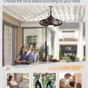 LEDIARY 20" Outdoor Ceiling Fan with Lights,IP65 Waterproof Gazebo Hanging Fan with Remote Control Smart App, Plug in Caged Ceiling Fan with 3CCT 6-Speeds for Patio Porch Pergola(Walnut)
