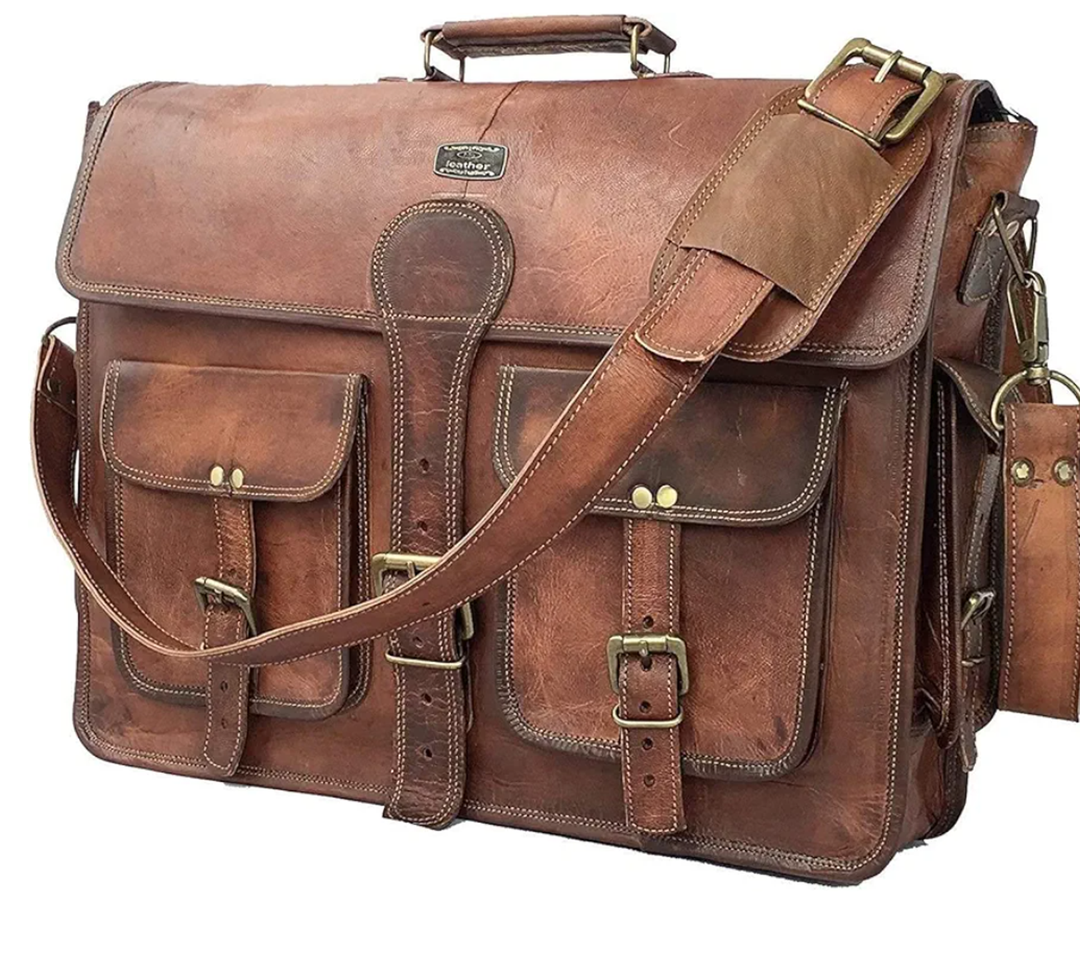 Cuero DHK 16 Inch Vintage Handmade Leather Messenger Bag Laptop Briefcase Computer Satchel Bag for Men & Women (16 Inch Medium)