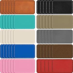 Dunzy 27 Pcs Blank Leatherette Hat Patch with Adhesive Rectangle Leather Hat Patches Rustic Faux Iron on for Fabric Repair Custom Sewing Laser Engraving DIY Crafts(Bright Colors,3.5 x 2.5 Inch)