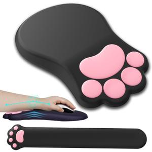 Ergonomic Mouse Pad with Wrist Rest and Keyboard Wrist Rest,Cute Comfortable Computer Mouse Pad Wrist Support, Pain Relief Mousepad with Non-Slip PU Base for Desk Laptop Gaming Office,Black