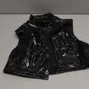 SHENHE Men's Patent Leather Button Up Sleeveless Crop Jacket Vest Disco Party Clubwear, Small