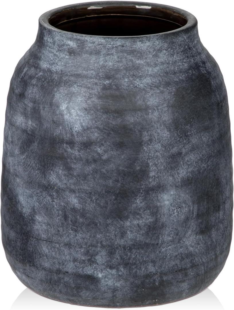Briful Ceramic Flowers Vase Home Decor, Kitchen Dining Farmhouse Table Vases, Rustic Vintage Living Room Bathroom Bedroom Decorations for Office Coffee Desk Fireplace Shelf Mantel (8.3 Tall) (Lightslategray)