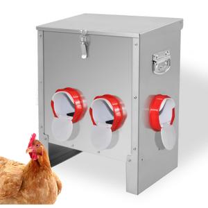 XKV Metal Automatic Chicken Feeder 30LBS with 6 Ports,No Feed Waste,All Seasons Support,Weather-Resistant and Animal-Proof,Suitable for Chicken,Geese,Ducks,Turkeys,Quails