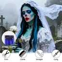 2 x SFX Makeup Kit, Professional Makeup for Sally Costume Corpse Bride Halloween, Light Blue Water-based Face Body Paint, Red Lipstick, Black Eyeliner, Blue Clip-in Hair Extensions, Sponges