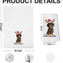 Merry Christmas Dachshund Kitchen Towels, Dachshund Lover Gifts, Weiner Dog Gifts Decorative Hand Towels for Bathroom, Winter Holiday Xmas Sausage Dog Dish Tea Towel, 16x24 Inch Set of 2