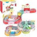 Bath Toys for Kids Ages 4-8, 43PCS DIY Dinosaur Slide Building Track Toy for Ages 5-7, Bathtub Shower Pool Water Toys for Toddler, Birthday Gifts for 3 4 5 6 Years Old Girls Boys (Truck)