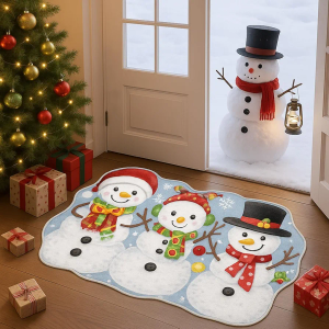 Winter Snowman Rug Snowman Indoor Decor White Non Slip Soft Floor Mat Winter Decorative Rug for Xmas Bathroom Kitchen Bedroom Home Decoration Gift 35 x 22 Inch