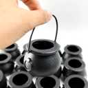 TIHOOD 12PCS 2.75 Spooky Halloween Candy Cauldrons - Mini Black Cauldron Children Toys for St. Patrick's Day Pot of Gold, Trick or Treat, Halloween Decoration and Kid Birthday Party Favors