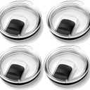4 Pack Tumbler Lids Compatible with 20oz Yeti Rambler, 16oz Pints, 10oz/24oz Mugs, 10oz Lowball  Spill Proof Magnetic Slider Lid Replacement, Clear BPA-Free Cup Cover