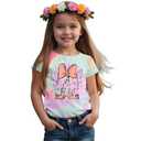 CM C&M WODRO Magical Kingdom Shirt Baby Girl Magic Castle Bow Tie-Dye T-Shirt Kids Fairy Tale Short Sleeve Summer Tee Tops(Tie-Dye 3,2-3 Years)