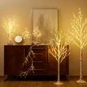 LITBLOOM Lighted Birch Garland 6FT 48 LED Battery Operated with Timer Pre-lit Twig Vine Lights for Christmas Fireplace Mantle Table Decoration Indoor Outdoor