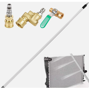 PWACCS Radiator Cleaning Tool, 48" Car Radiator Cleaning Wand, Dual Radiator Pressure Washer Flat Wand for Household Cars, Trucks, RV Radiators, with Quick Couplers & Brush
