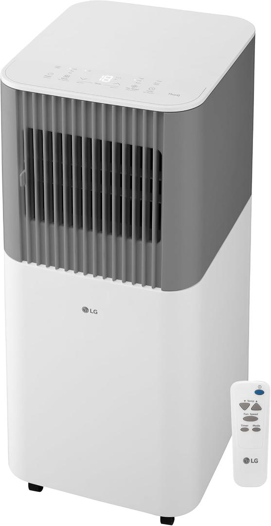 LG 6,000 BTU SACC (10,000 BTU ASHRAE) Portable Air Conditioner, 115V, Cools 250 Sq.Ft. (10' x 25' Room Size), Quiet Operation, LCD Remote Control, and Window Installation Kit, White & Gray