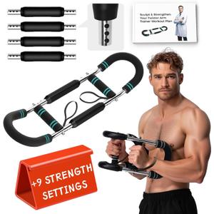 Weekly Chest Arm Training Plan Included  2025 Upgraded 9 Resistance Levels (20-140LBS) Adjustable Twister Trainer with 4 Springs & Workout Poster, Arm Workout for Men