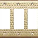 Monarch Abode 3-Gang Rocker Wall Plate, Hand Hammered Decorator Metal Switch Wall Plate, Decorative Light Switch Cover Plate for Electrical Outlet, Brushed Gold