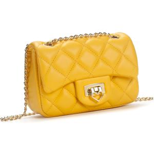Toddler Purse for Girls Age 3-14, Heart Lock Kids Purse, Cute Crossbody Bag with Chain Strap (Yellow)